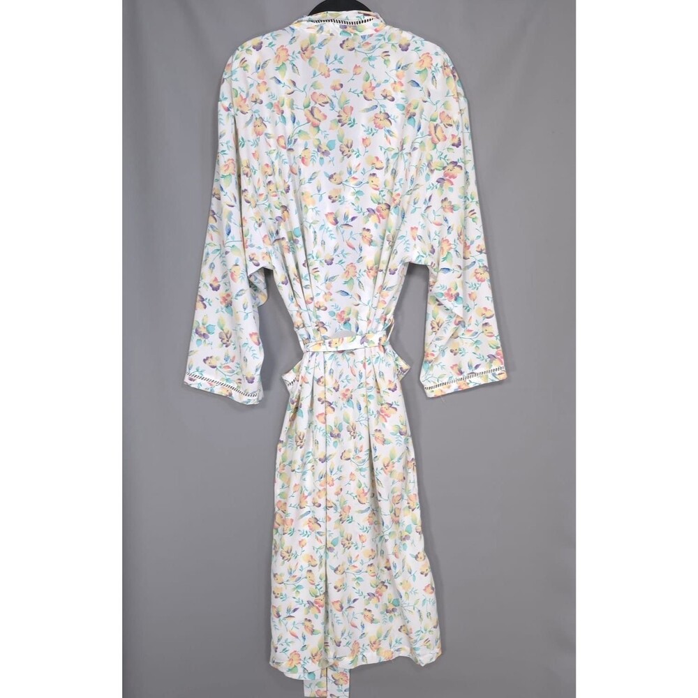 VICTORIA’S SECRET Vintage Floral Wrap Robe Long Sleeve Belted Maxi M/L Hong Kong - Picture 3 of 11